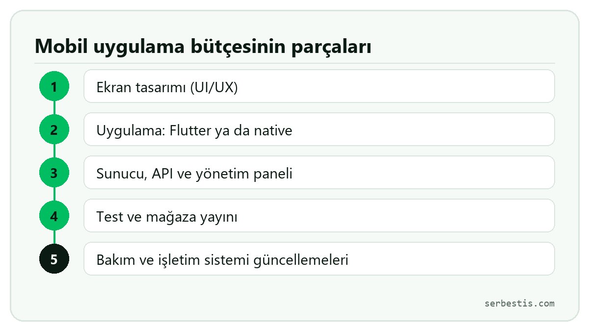Mobil uygulama bütçesinin parçaları