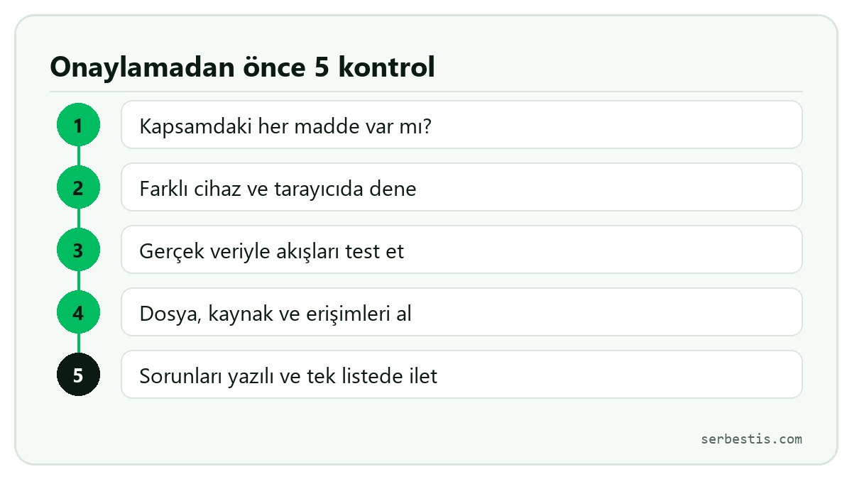 Teslimi onaylamadan önce yapılacak beş kontrol